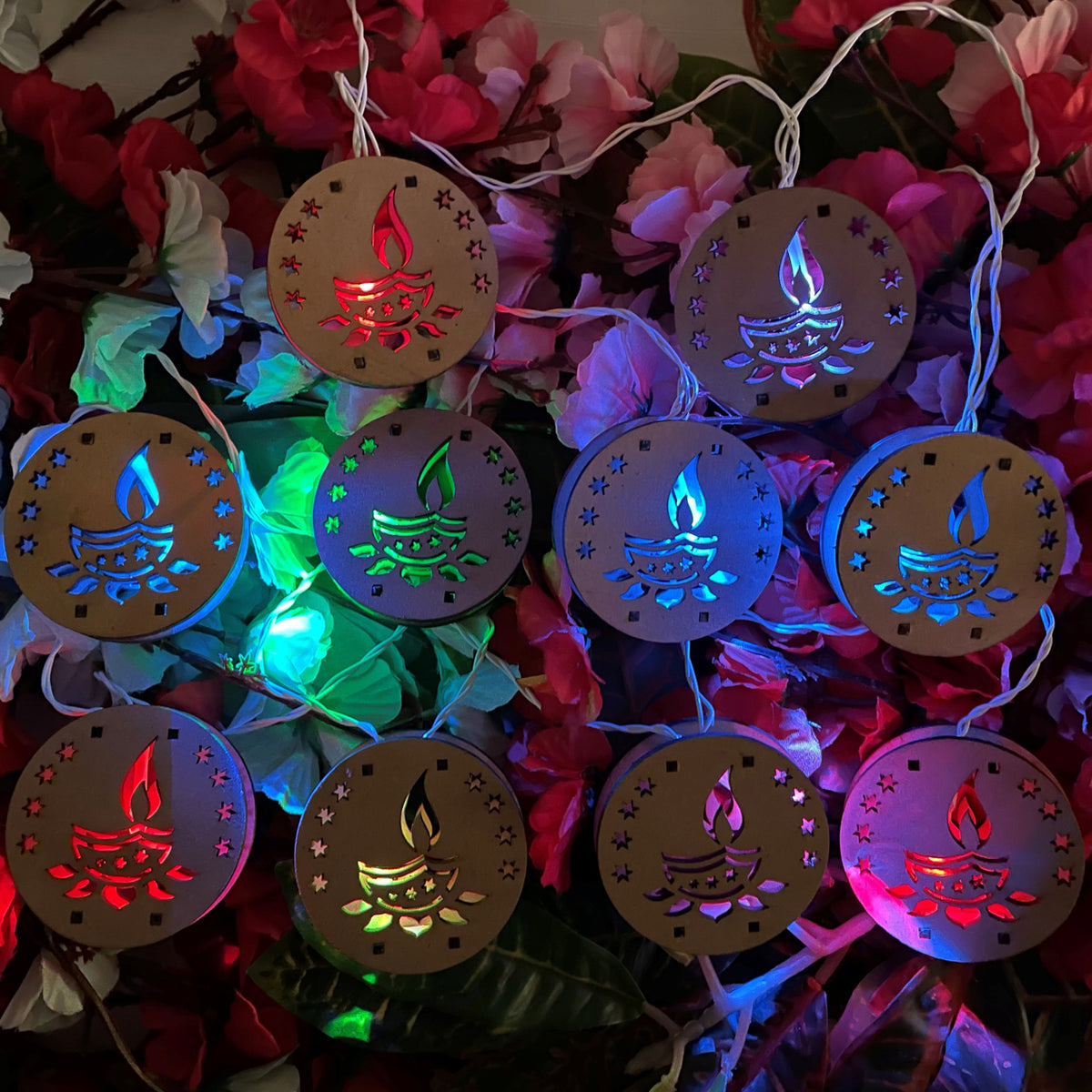 DecorTwist LED Wooden String Light for Home and Office Decor| Indoor & Outdoor Decorative Lights|Diwali |Wedding | Diwali | Wedding (Wooden Diya3)