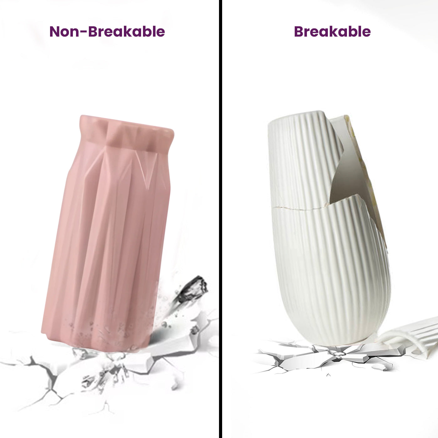 Plastic Flower Vases for Home Decor, Bedroom, Centrepiece Living Room, Office Decoration (White)