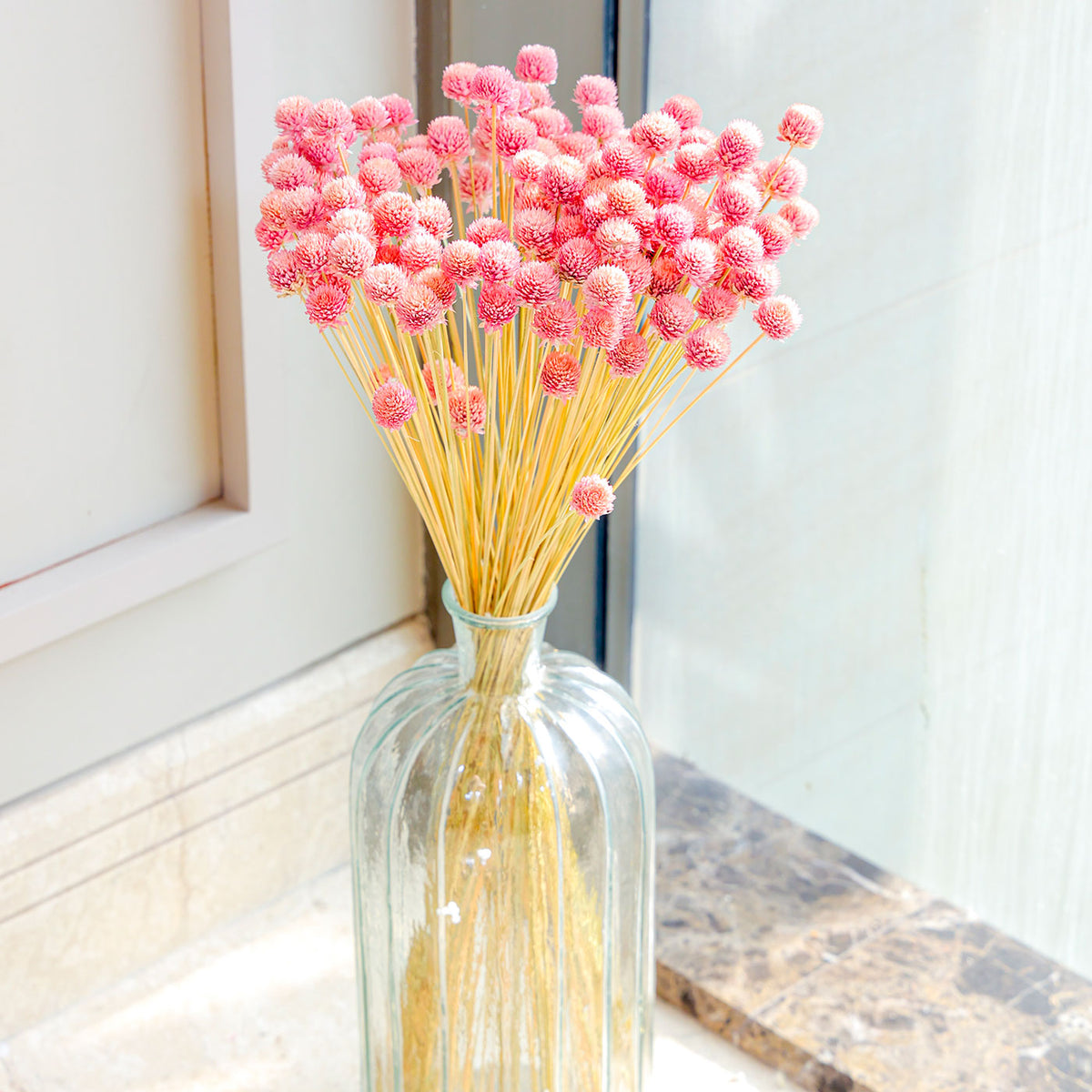 Gomphera with Crystal Glass vase-Light Pink