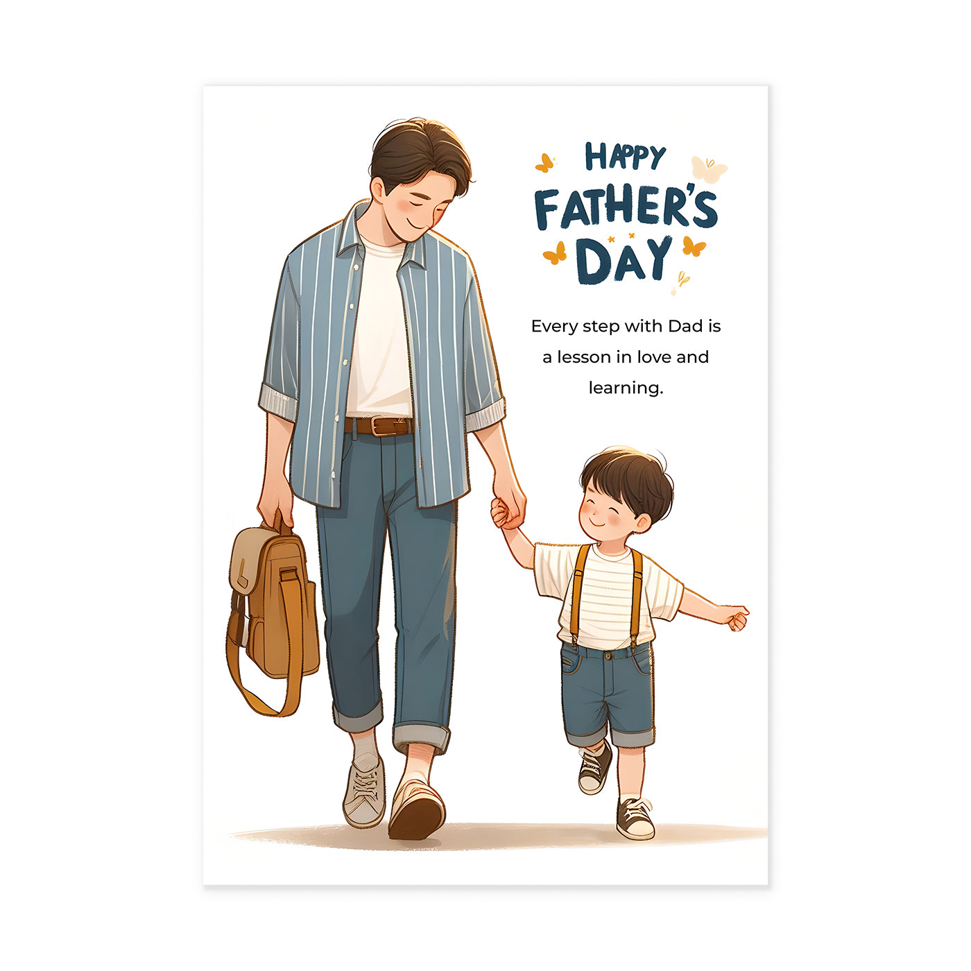 Happy Father's Day Every Step With Dad Is A Lesson In Love And Learning Greeting Card Gift for Dad,Father,Papa,Daddy