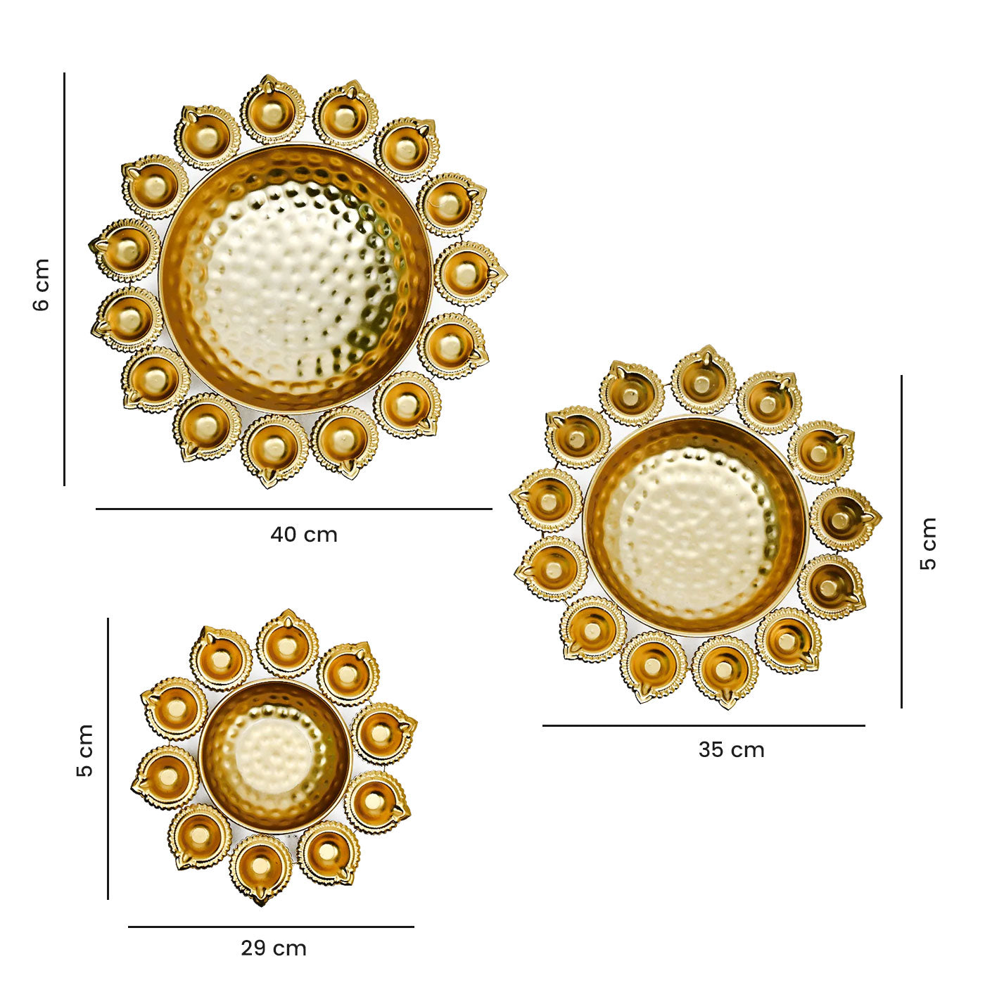 Deepam Round Shaped Urli for Home , Office ,Festival Decors |,Gifting (Set Of 3)
