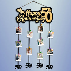Happy 50th anniversary tassle photo frame | hanging photo frame | collage photo frame | frame with multiple pockets | gifting | home decor | wall decor | wall hanging