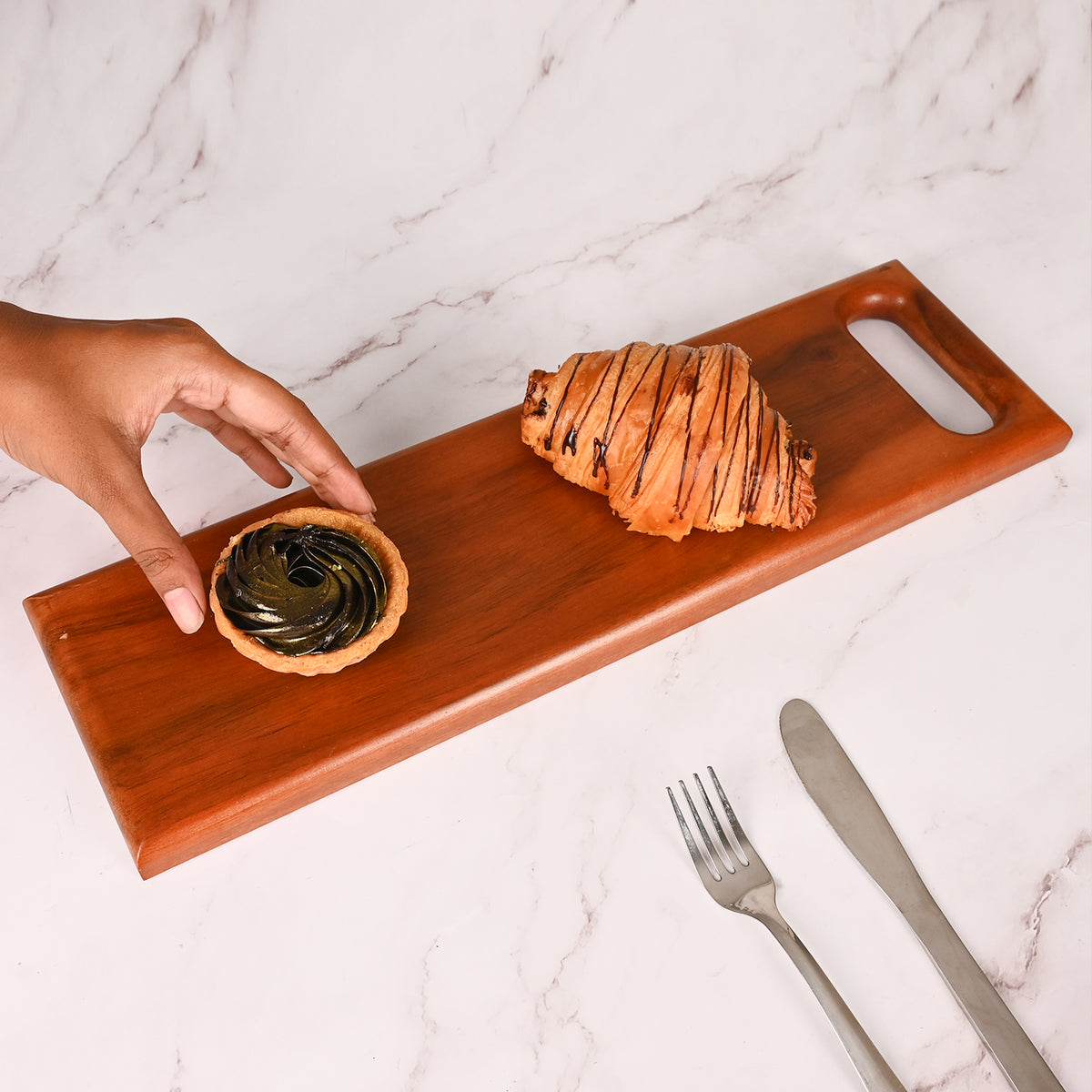 Wooden long platter, plate, and server with handle | multipurpose wooden platter