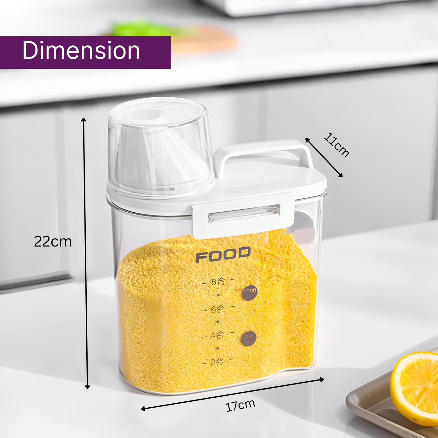Airtight Storage Containers 1000 ML BPA Free Plastic Airtight Dispenser Box with Measuring Cup