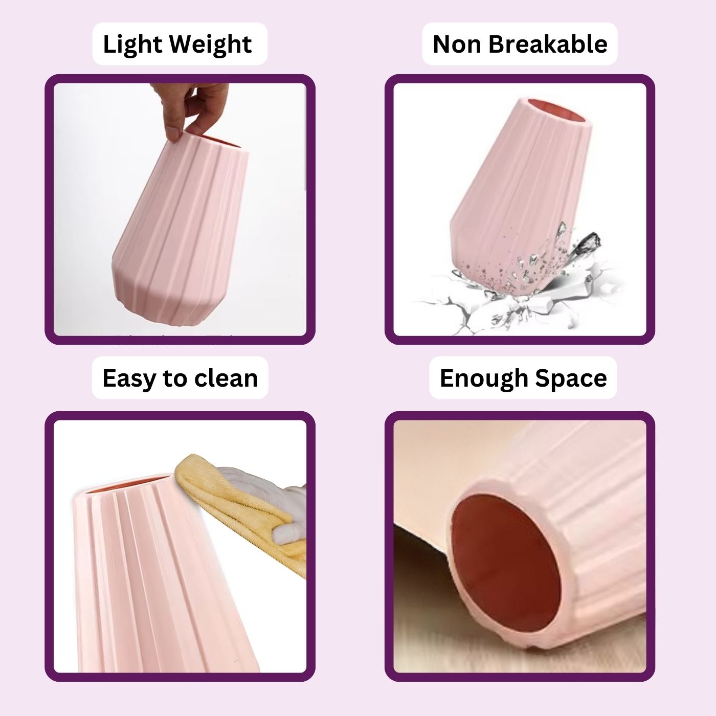 Plastic Flower Vases for Home Decor, Bedroom, Centrepiece Living Room, Office Decoration (White)