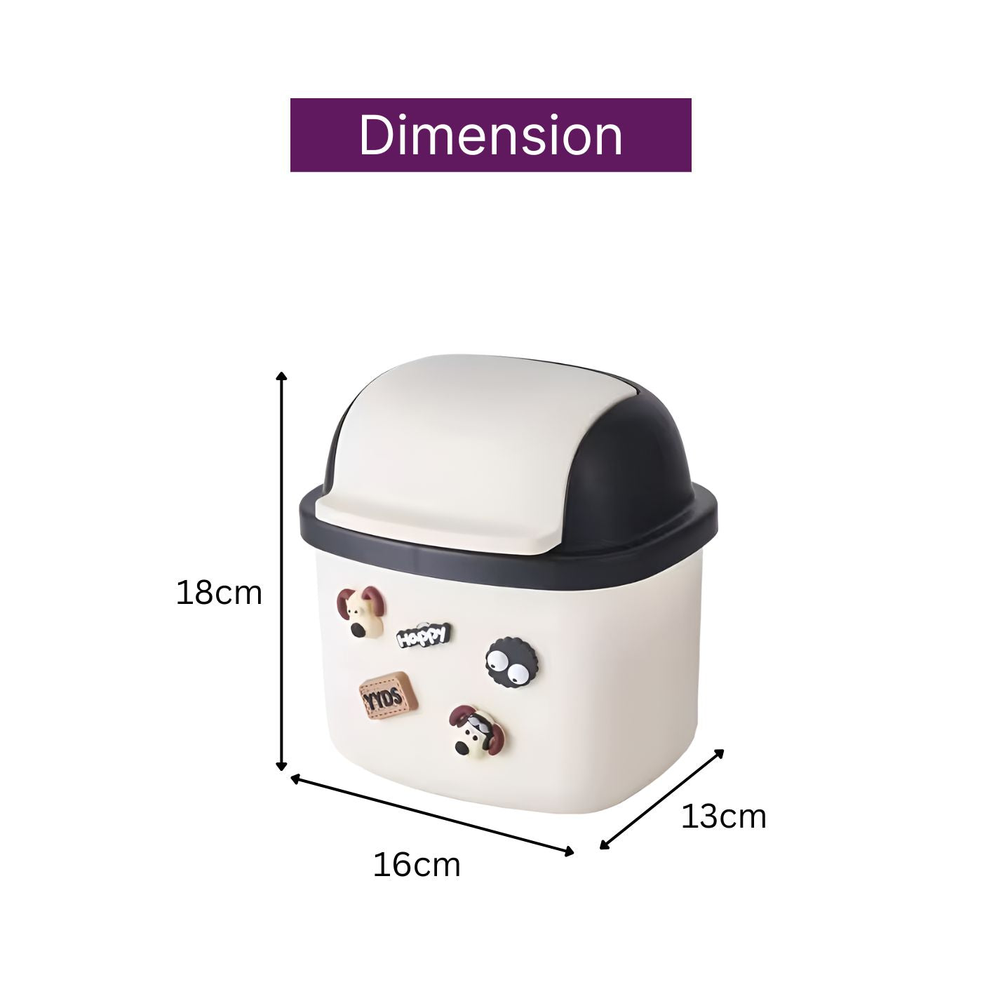 Plastic Mini Table Desk Dustbin with Swing Lid for Home, Living Room, Table, Bathrooms, Kitchens, Offices (Black)