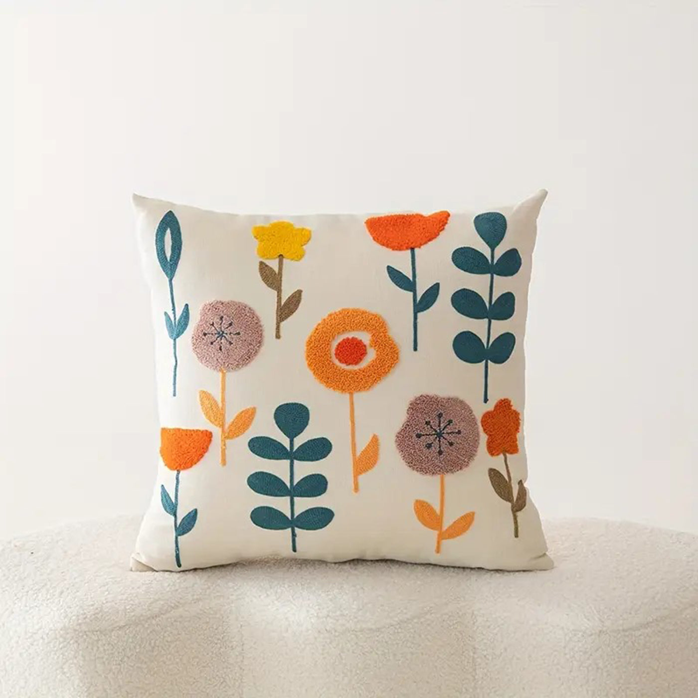 Cotton Cushion Cover | Knitted Throw Pillow Case 45 x 45 cm | Soft & Stylish (White)