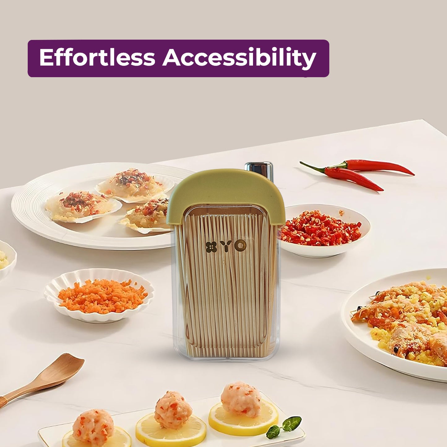 Plastic Toothpick Dispenser with 500 Toothpicks for Kitchen & Restaurant (Yellow)