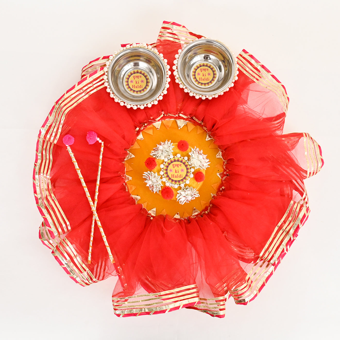 Floral Haldi Platter- Orange