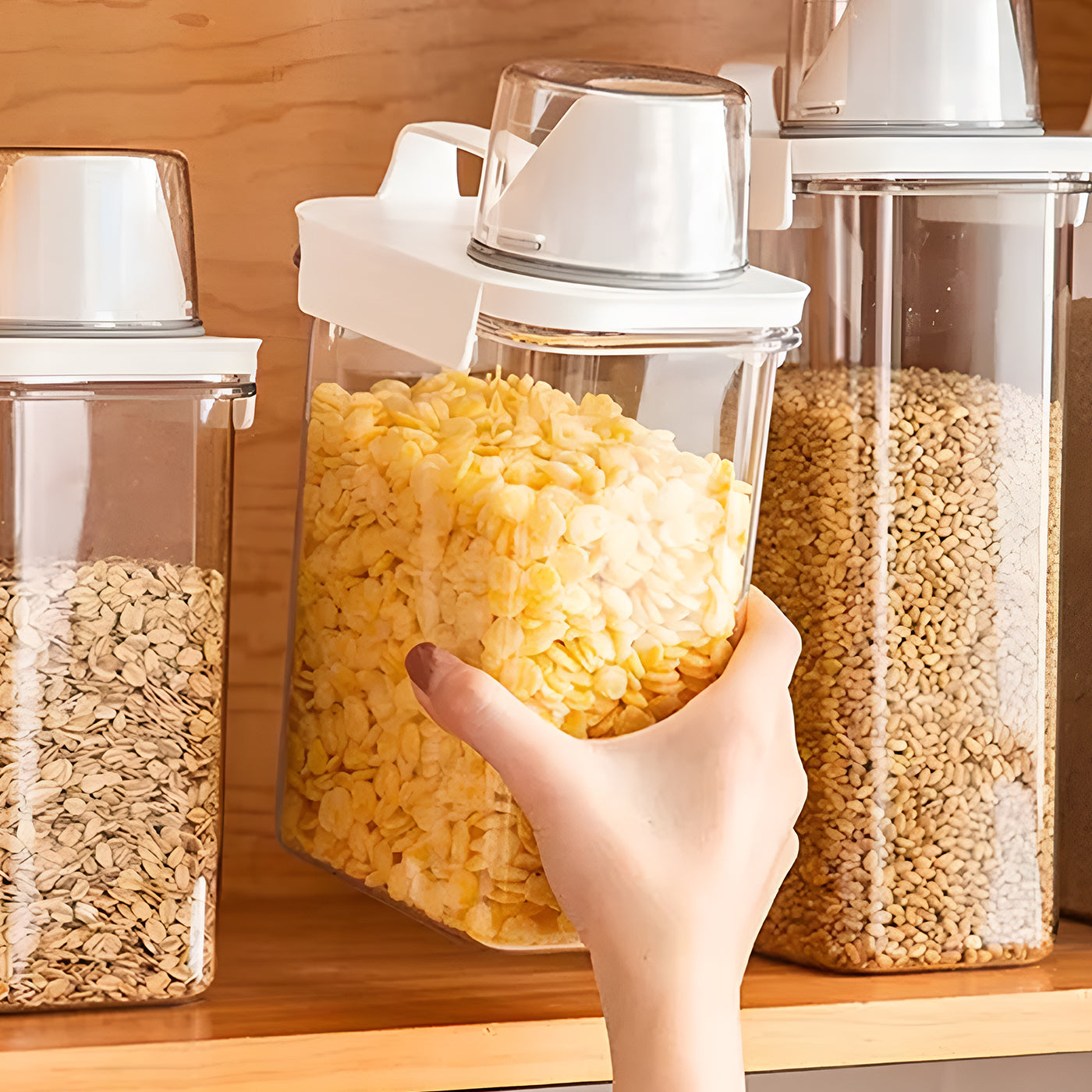 Airtight Storage Containers 1000 ML BPA Free Plastic Airtight Dispenser Box with Measuring Cup