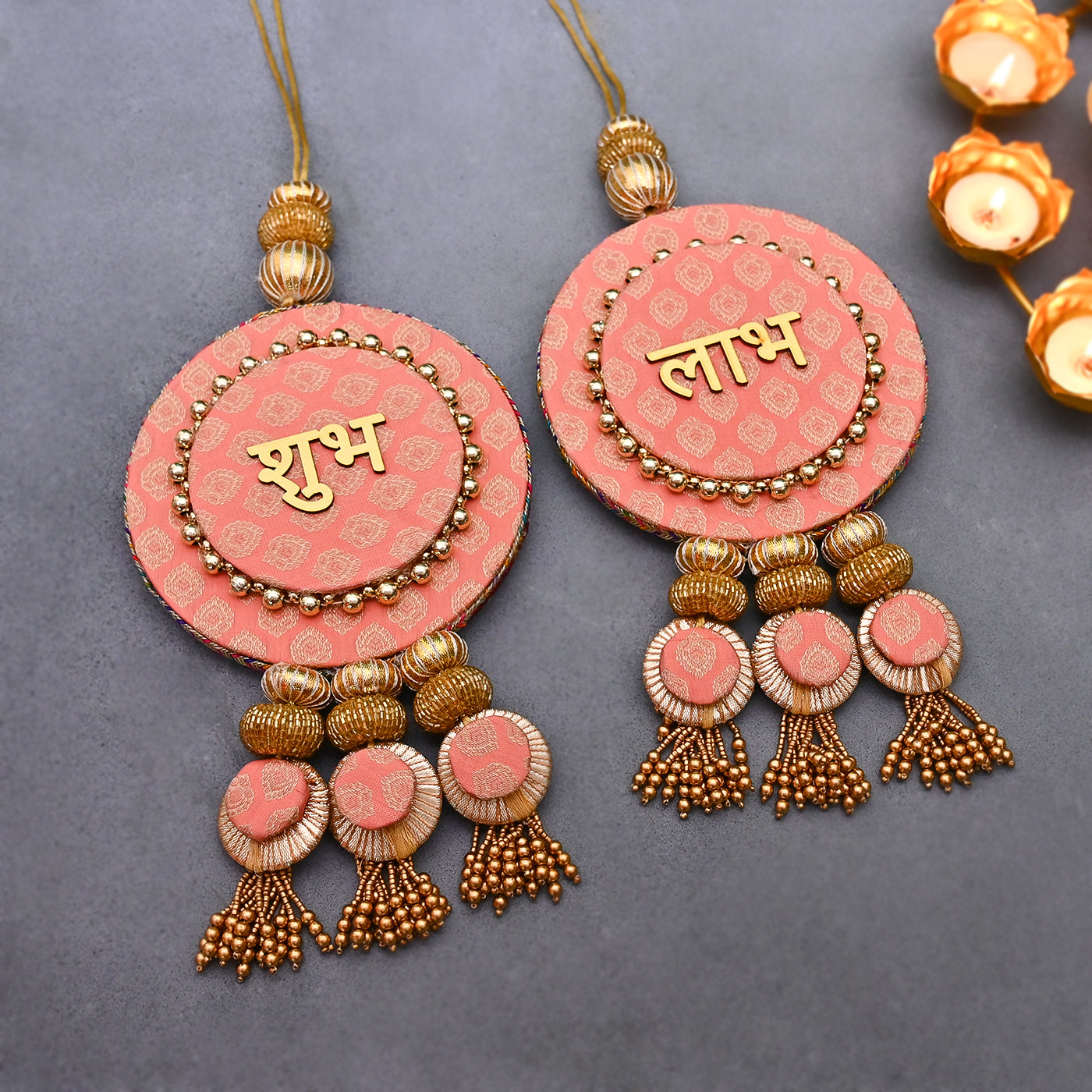 Shubh Labh Door Reversible double sided hanging Latkan for Diwali (Set of 2)