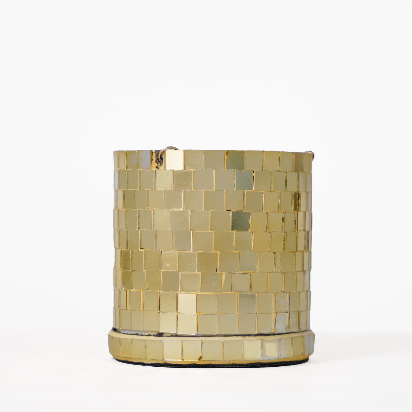 DISCO Cylindrical Metal Hanging Gold Planter with Chain for Home & Office Decor
