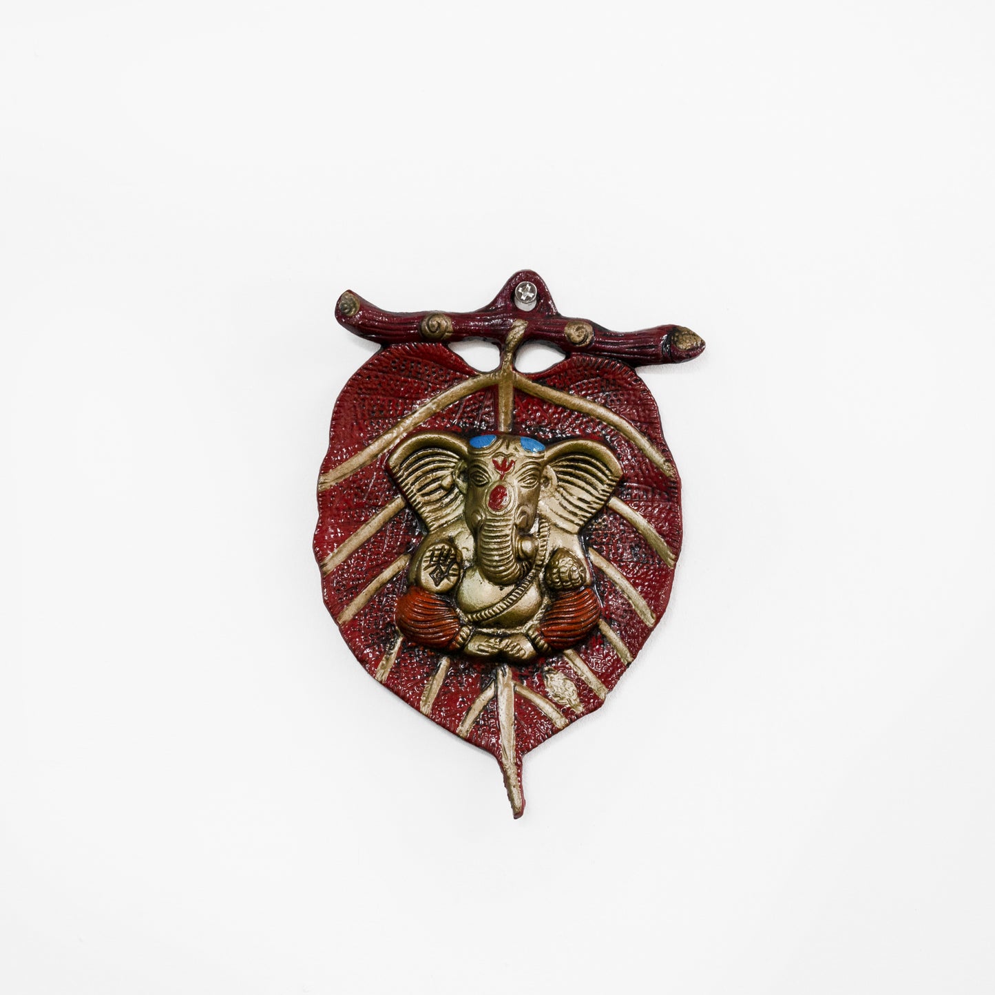 Metal Wall Hanging of Lord Ganesha on Leaf