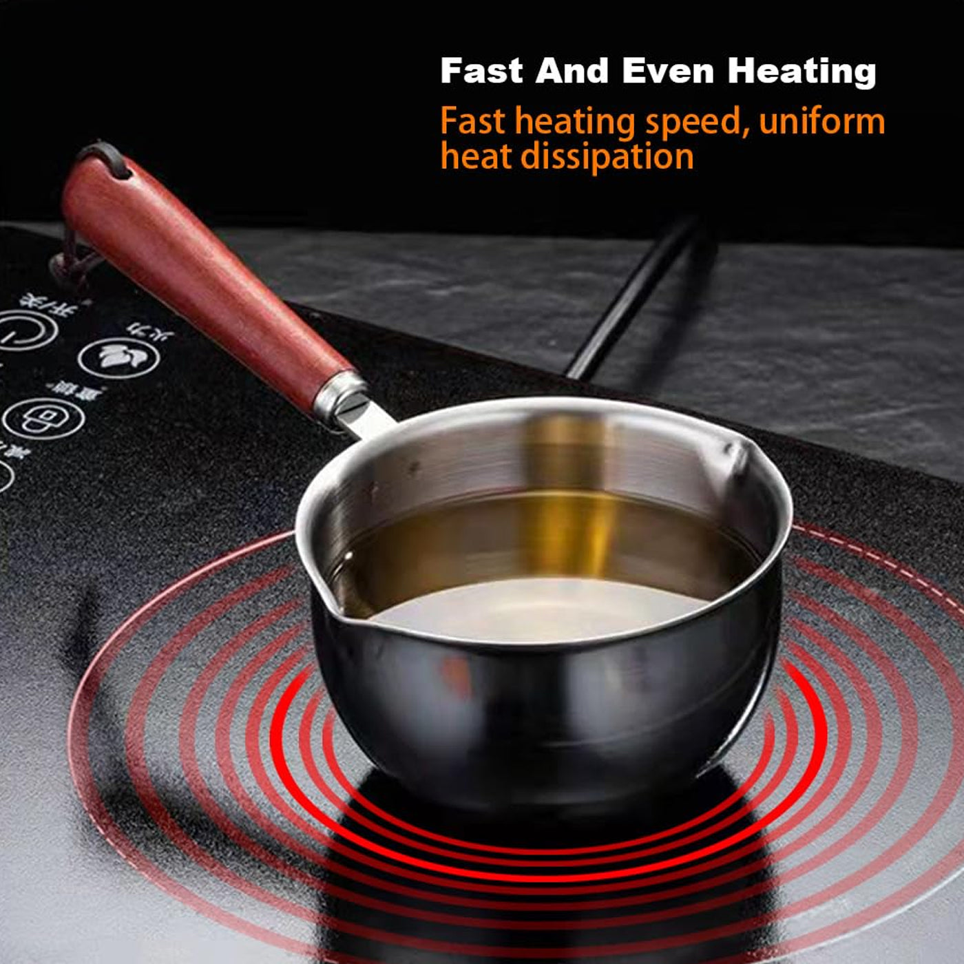 Stainless Steel 300ml Mini Saucepan with Wooden Handle | Induction & Gas Compatible Milk Pan