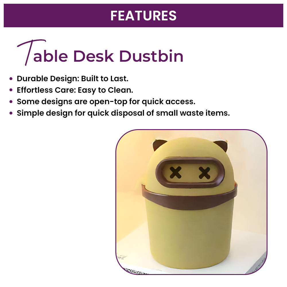 Plastic Mini Table Desk Dustbin with Swing Lid for Home, Living Room, Table, Bathrooms, Kitchens, Offices (Yellow)