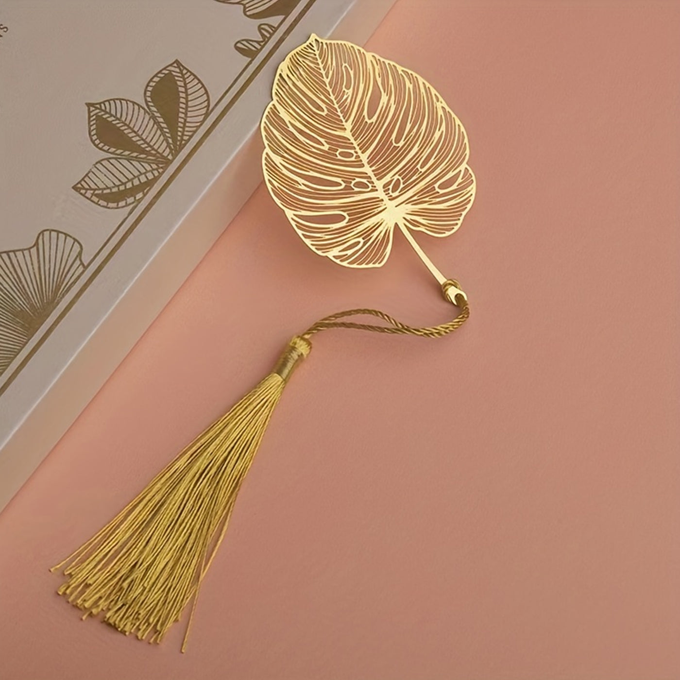 Brass Bookmarks Handcrafted Leaf Design Gold Bookmark with Tassel Gift for Teachers, Readers , Book Lovers, Student