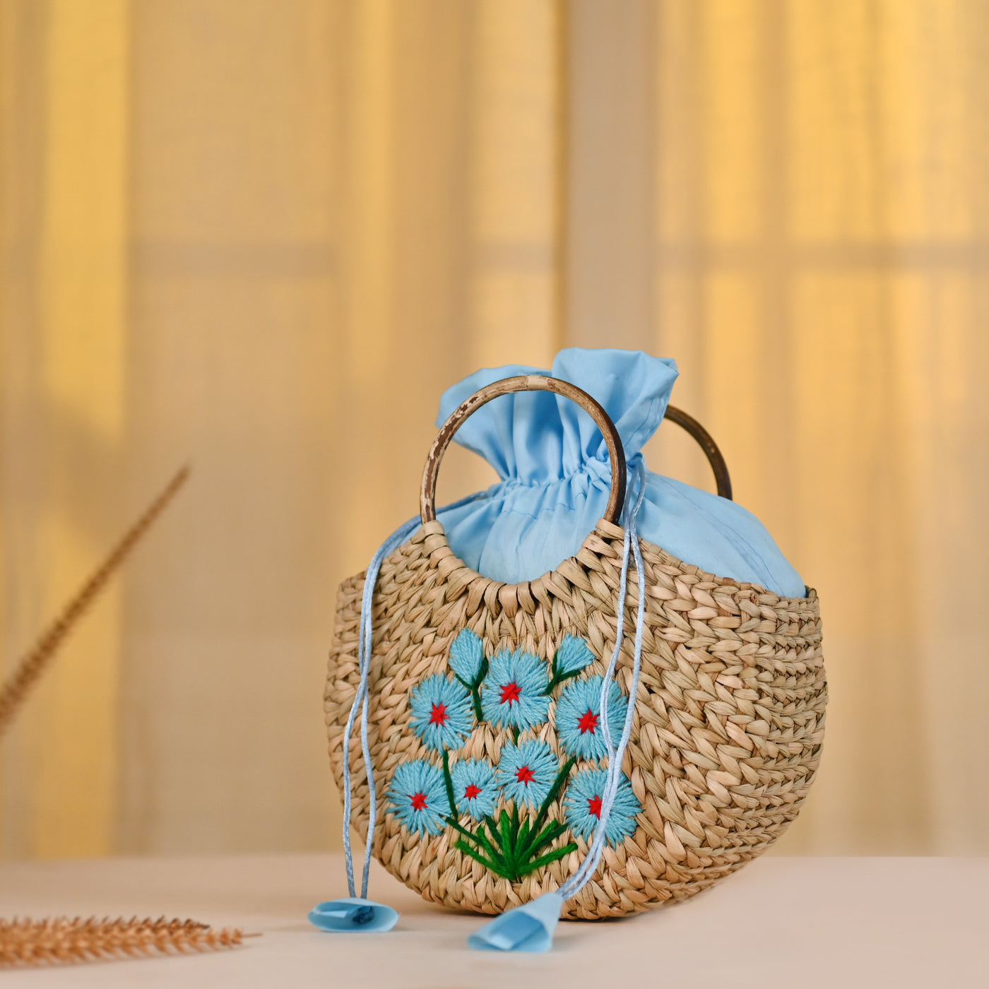 Embroidered Hand Bag |Cane Handbag for women