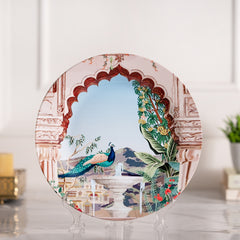 Timeless Tales Peacock Ceramic wall plates decor hanging / tabletop