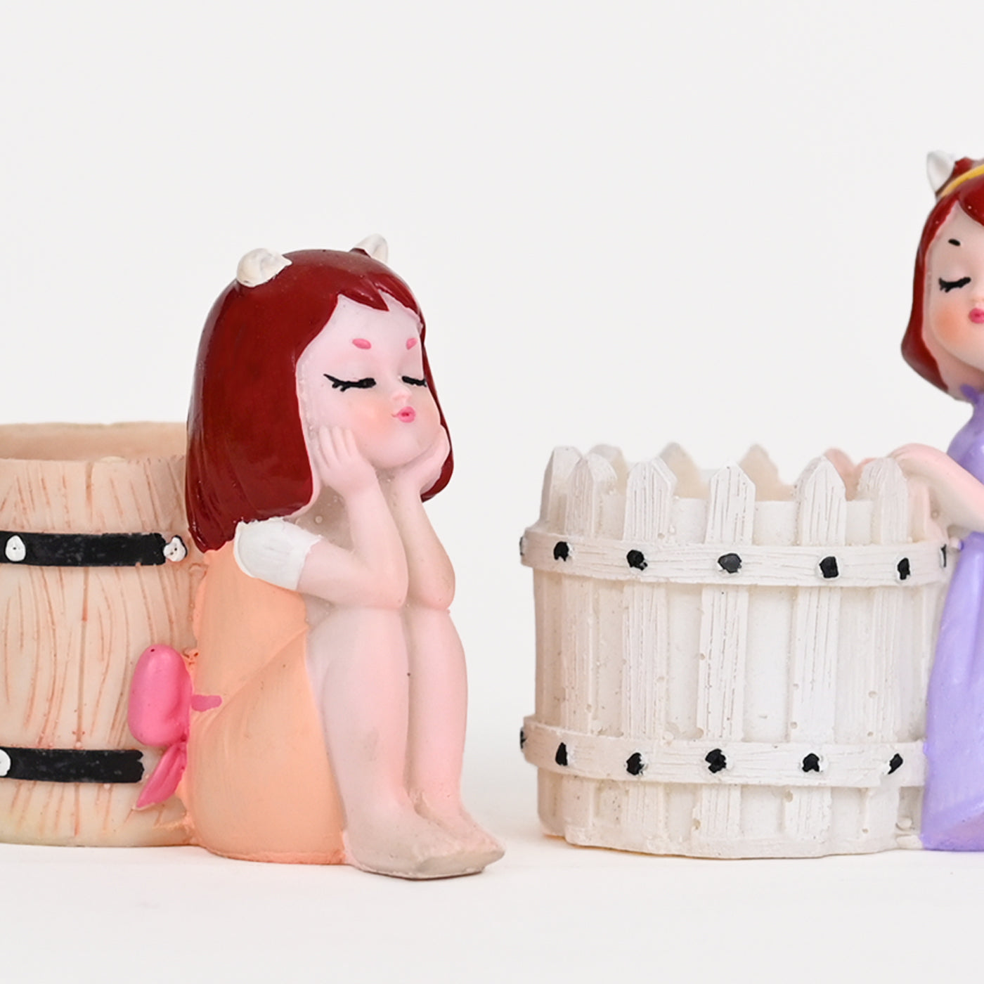 Cute Girl Pink and Purple white basket Succulent Planter For Home Garden Office Desktop