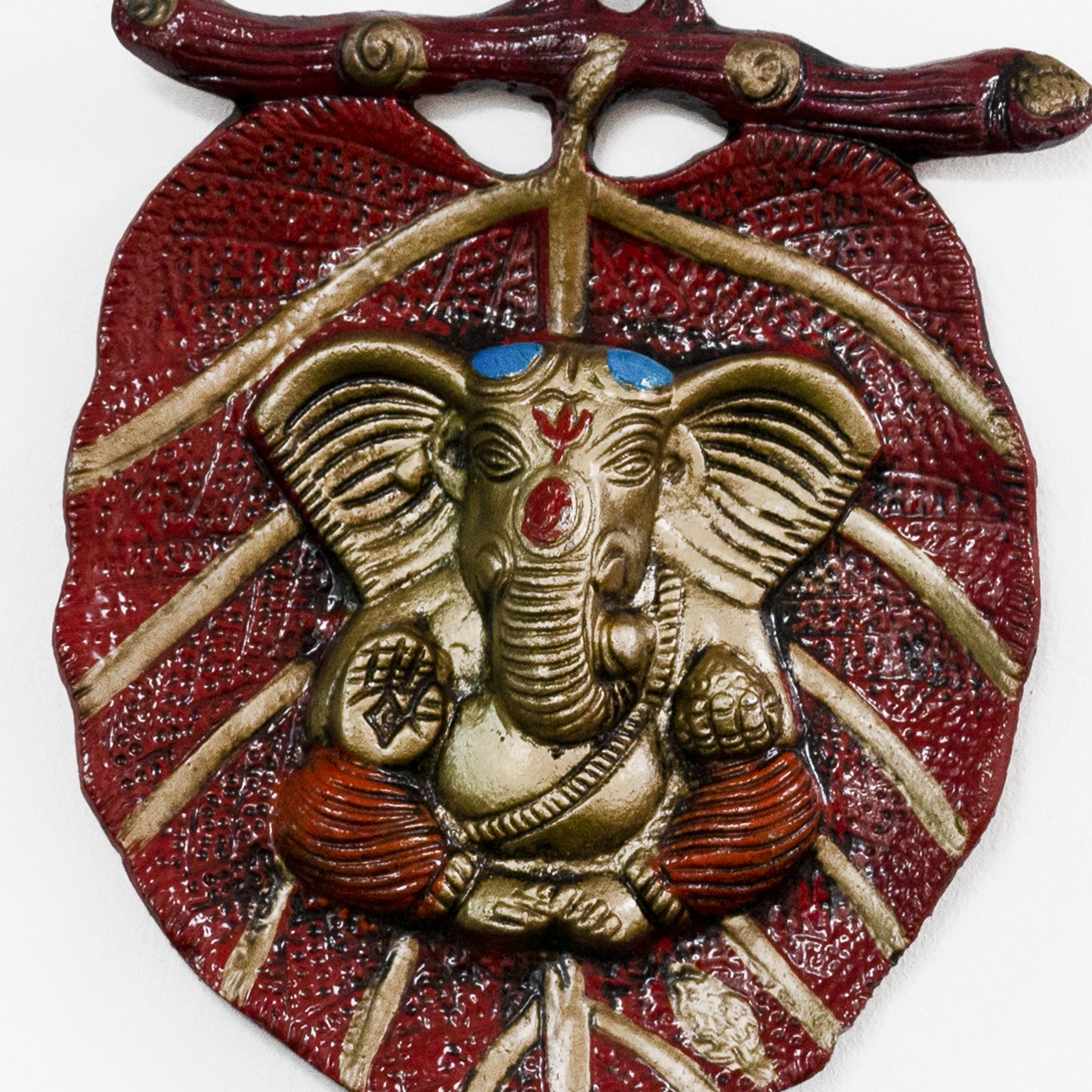 Metal Wall Hanging of Lord Ganesha on Leaf