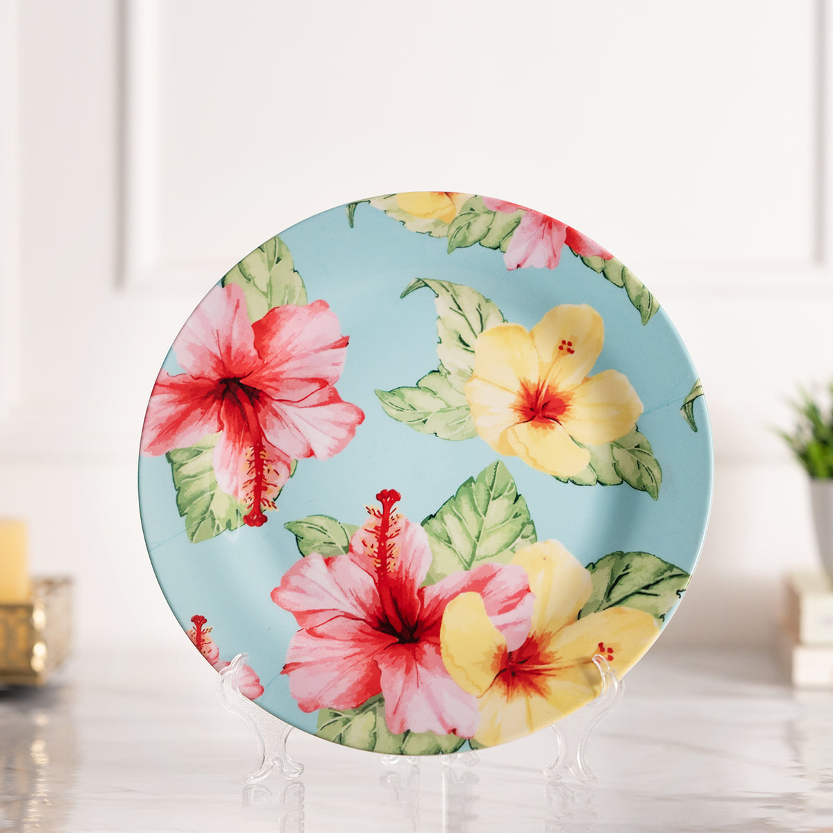 Floral print Ceramic wall plates decor hanging / tabletop