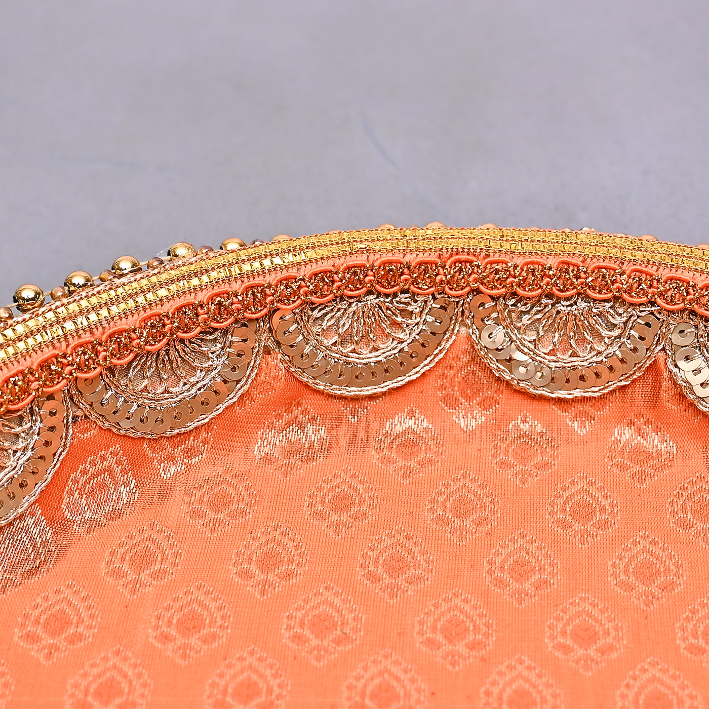 Pooja Thali Set | Stainless Steel Handcrafted Decorative Pooja Thali for Diwali Puja, Home, Temple, Mandir, Wedding, Bhai Dooj Decorative Puja Plate (Orange)