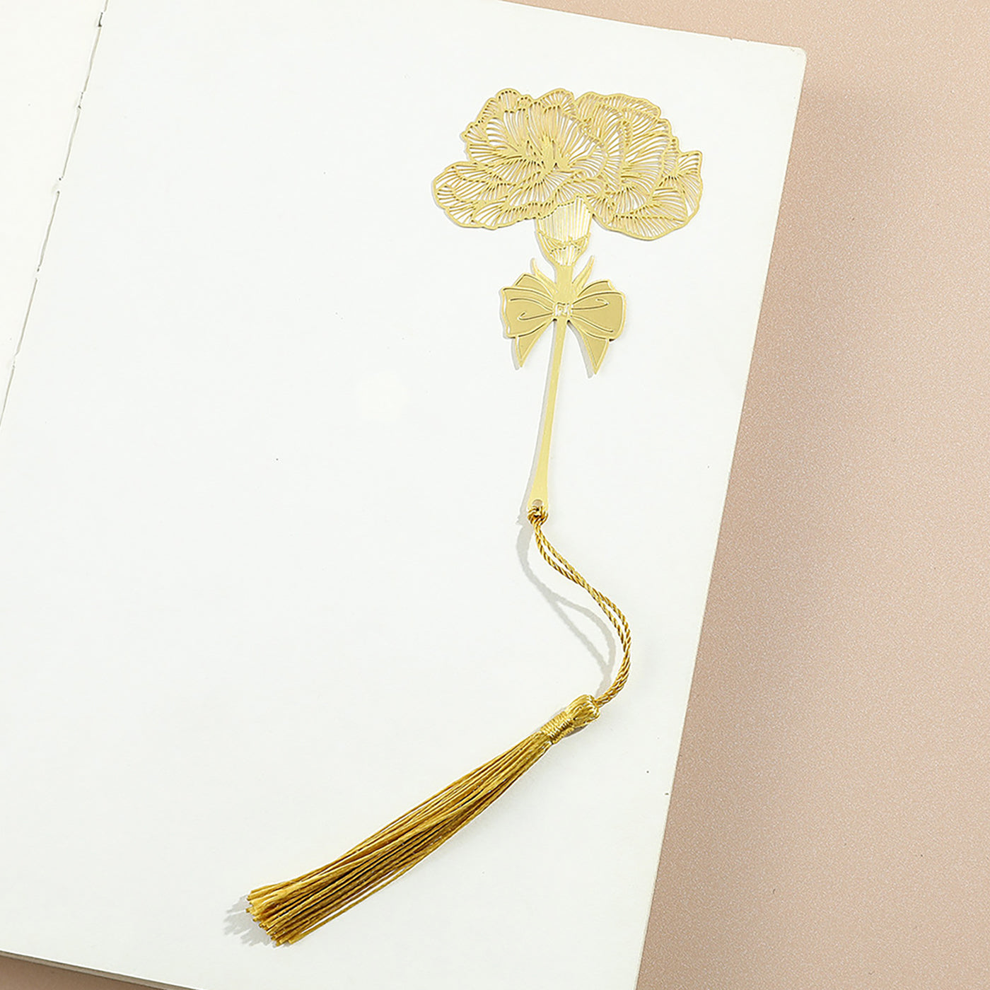 Brass Bookmarks Handcrafted Rose Flower Design Gold Bookmark with Tassel Gift for Teachers, Readers , Book Lovers, Student