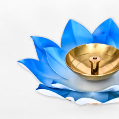 Lotus Shaped Blue Metal Diya (Set of 2)
