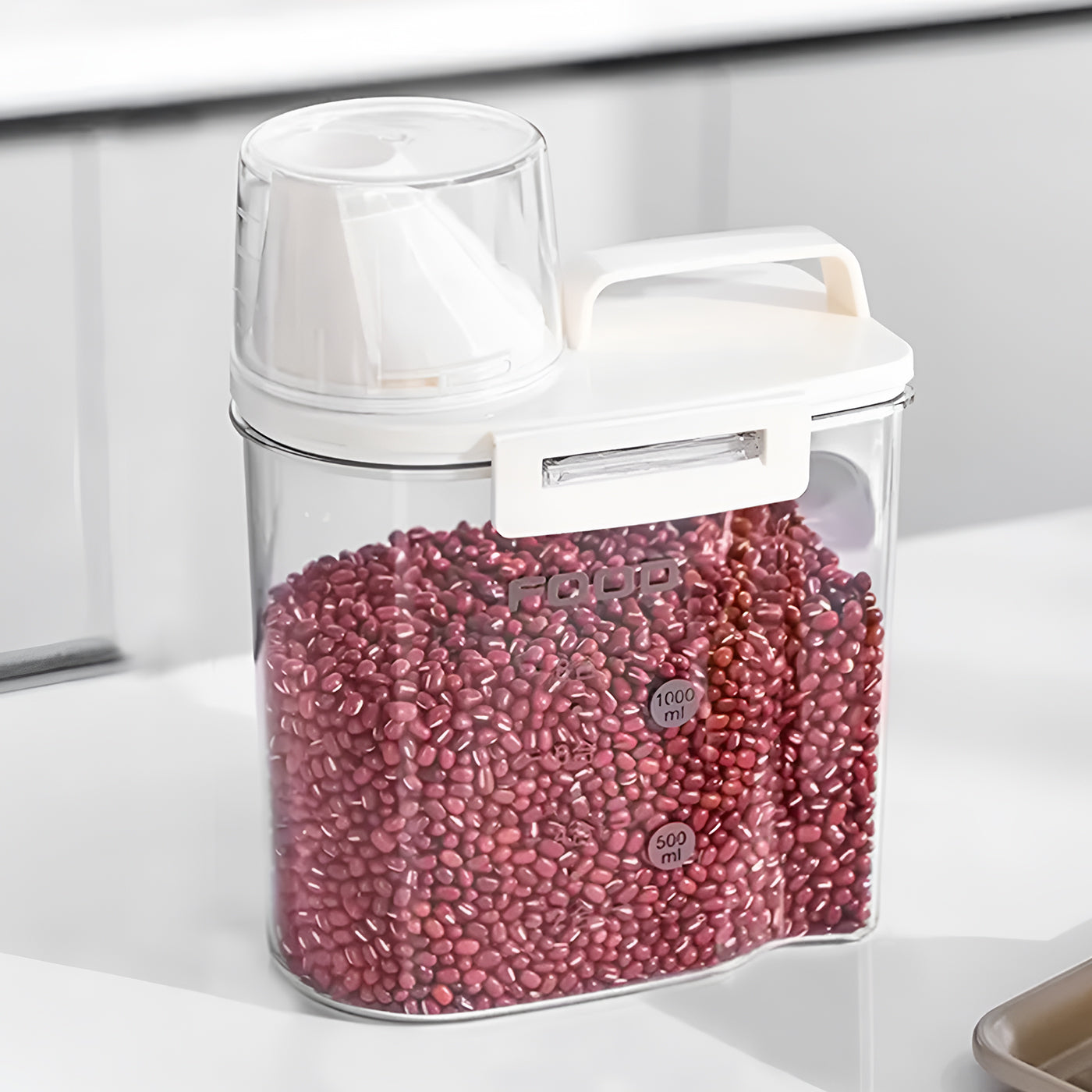 Airtight Storage Containers 1000 ML BPA Free Plastic Airtight Dispenser Box with Measuring Cup