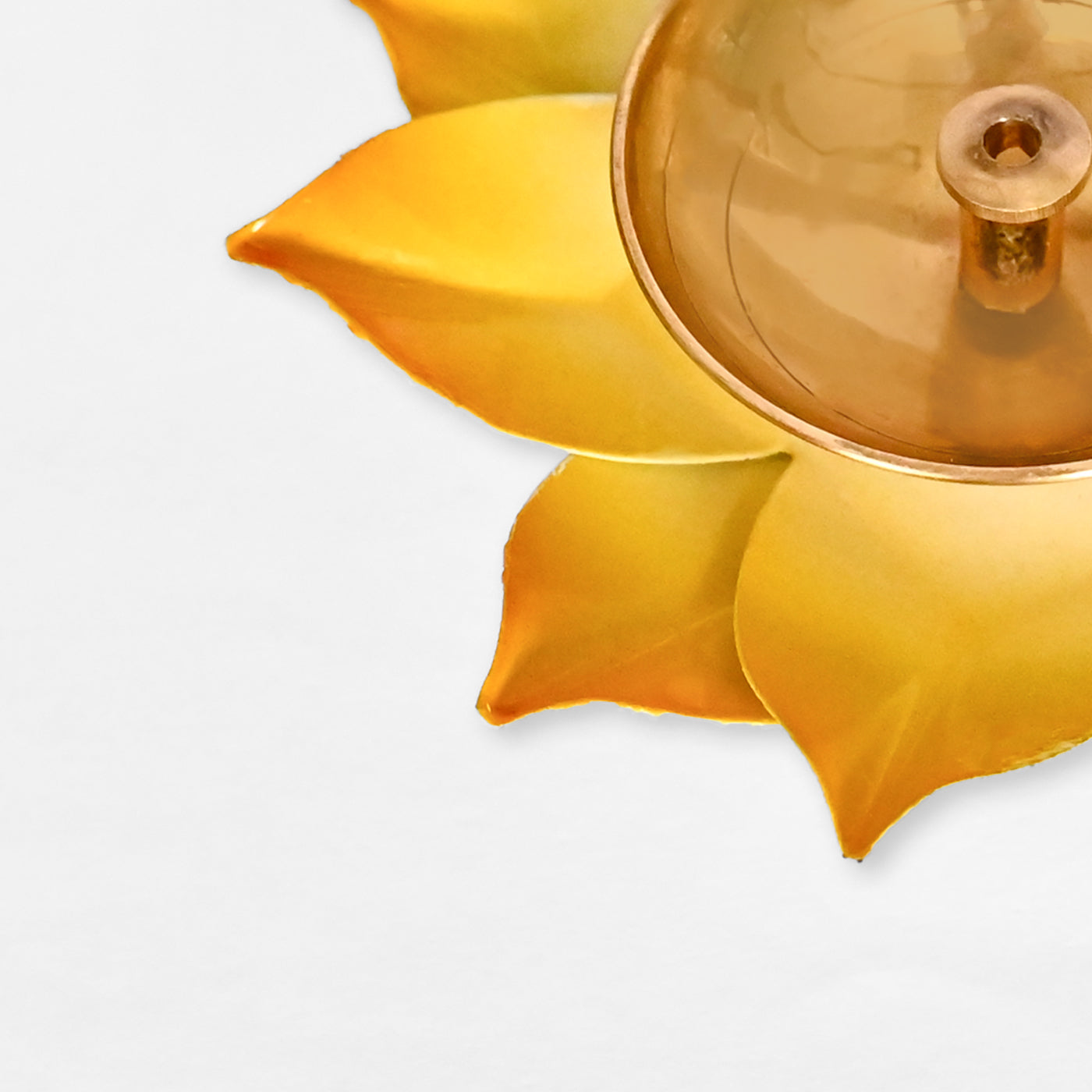 Yellow Lotus Shaped Diya Metal Diya for Home/ Temple/ Pooja Decoration (2 Piece)
