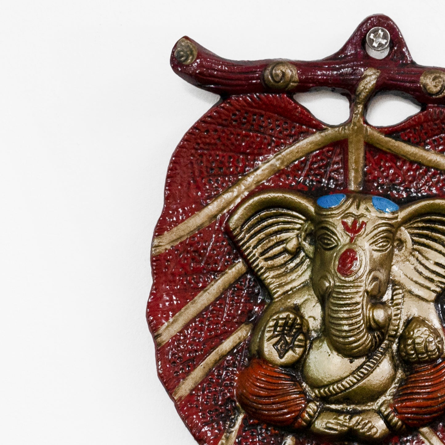 Metal Wall Hanging of Lord Ganesha on Leaf