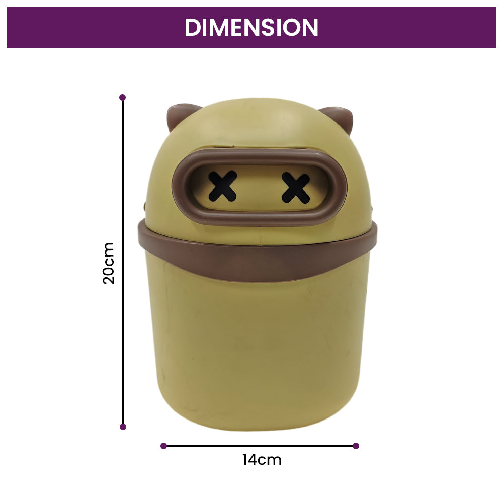 Plastic Mini Table Desk Dustbin with Swing Lid for Home, Living Room, Table, Bathrooms, Kitchens, Offices (Yellow)