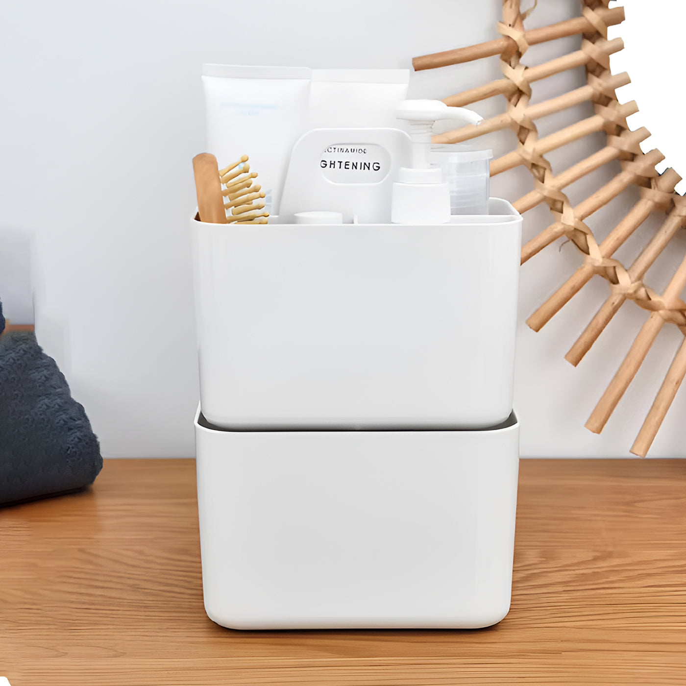 Multi-functional Plastic Desk and Bathroom Organizer 4 Compartments for Cosmetics, Pens, Pencils, and Toothpaste