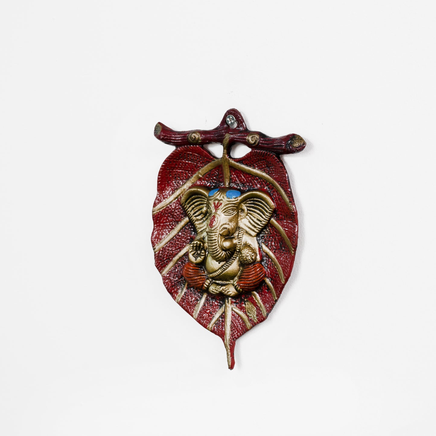 Metal Wall Hanging of Lord Ganesha on Leaf
