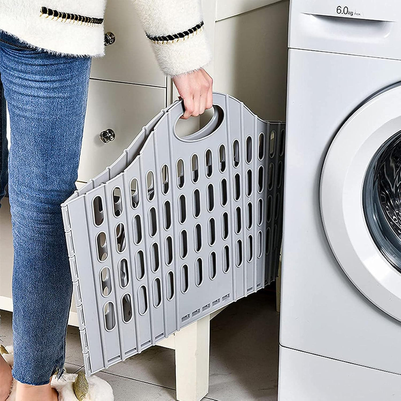 Plastic Foldable Laundry Basket for Clothes with Handle | Laundry Bag for Bathroom | Washing Clothes Storage Basket | Toy Storage Basket