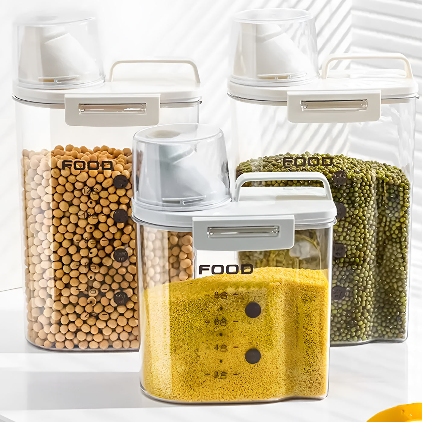 Airtight Storage Containers 1000 ML BPA Free Plastic Airtight Dispenser Box with Measuring Cup