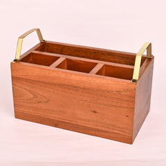 Rectangular Wooden Caddy for Dine Ware | Kitchen Ware | DecorTwist