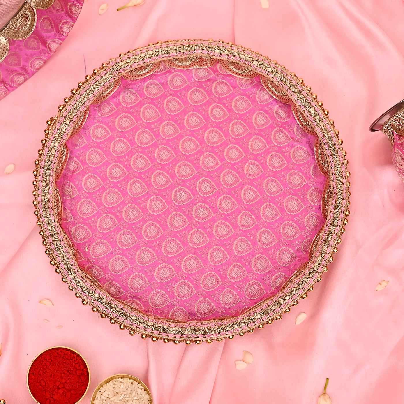 Handcrafted Karwa Chauth Thali Set -Pink