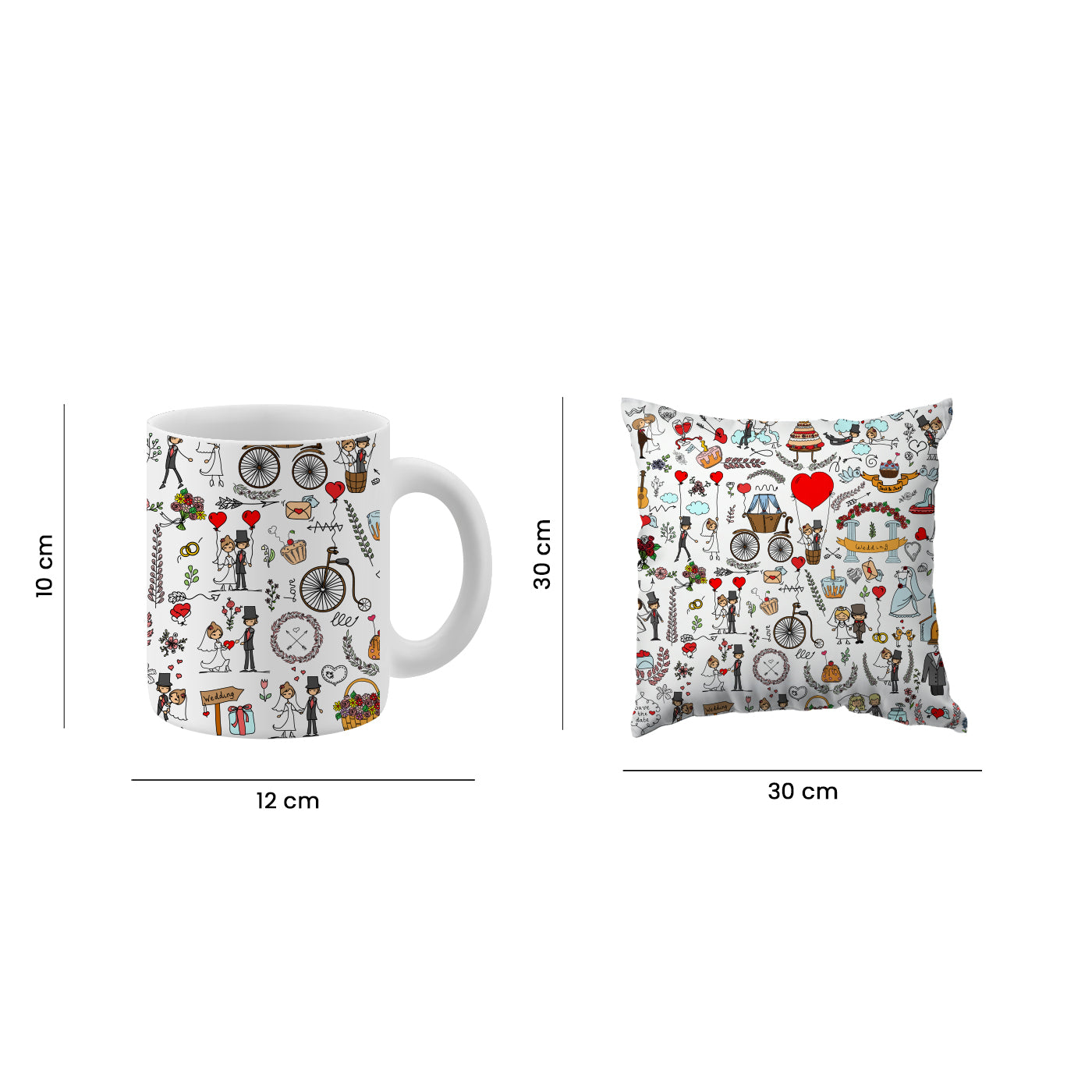 Set of 2 Printed Cushion And Mug Special Unique Birthday, Wedding, Anniversary Gifts