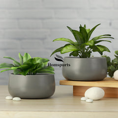 Elegant Grey Handi Resilient Metal Plant Pots Set of 2
