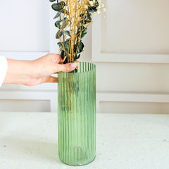 Green Glow Vase with Eucalyptus Bunch