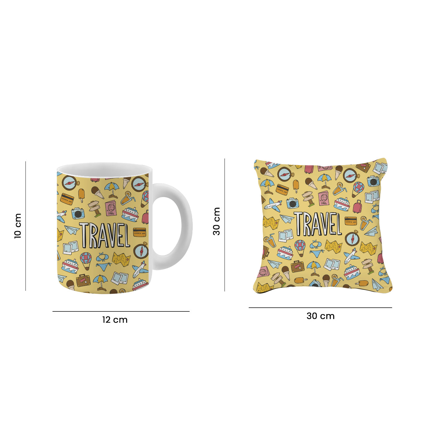 Set of 2 Printed Cushion And Mug Special Unique Birthday, Wedding, Anniversary Gifts