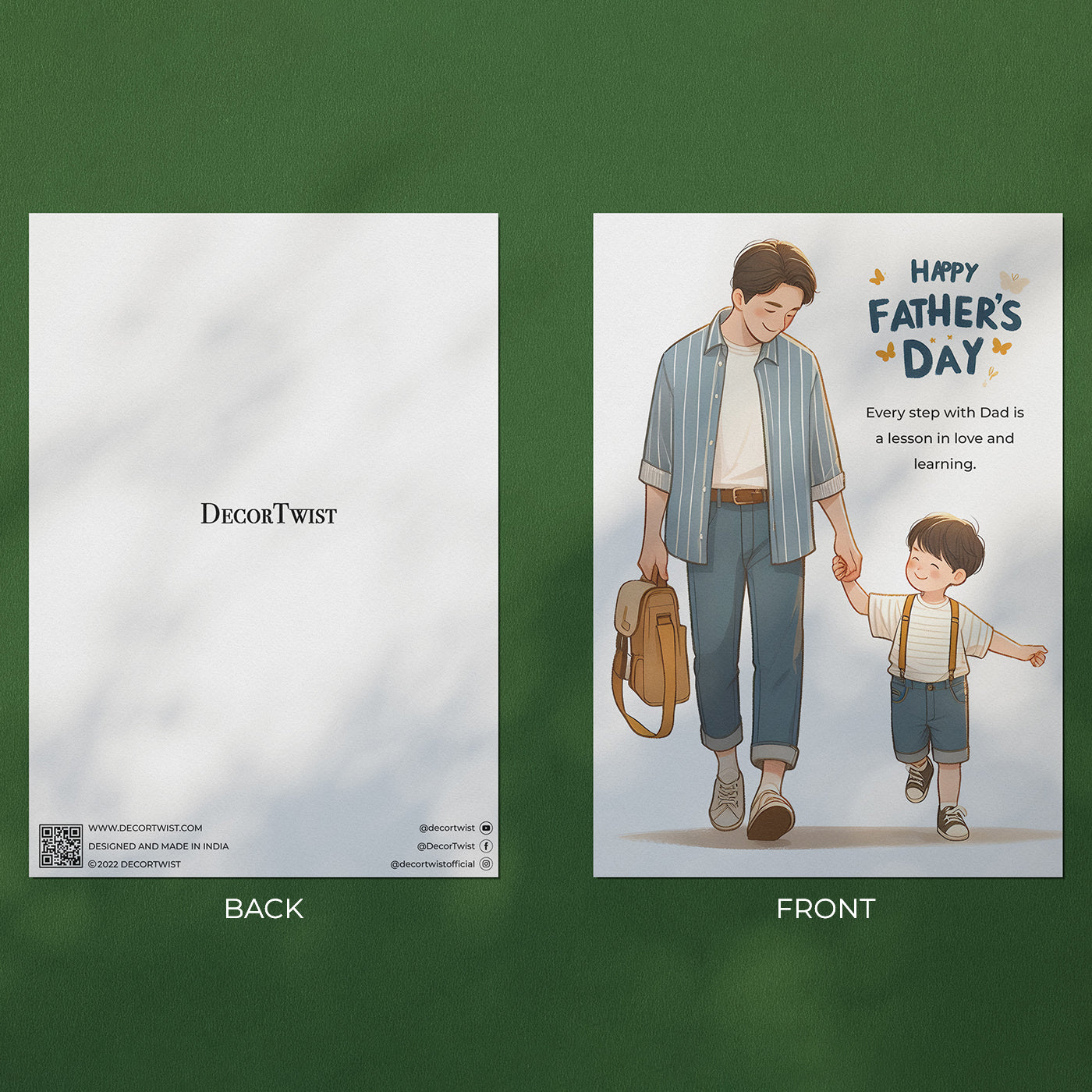 Happy Father's Day Every Step With Dad Is A Lesson In Love And Learning Greeting Card Gift for Dad,Father,Papa,Daddy