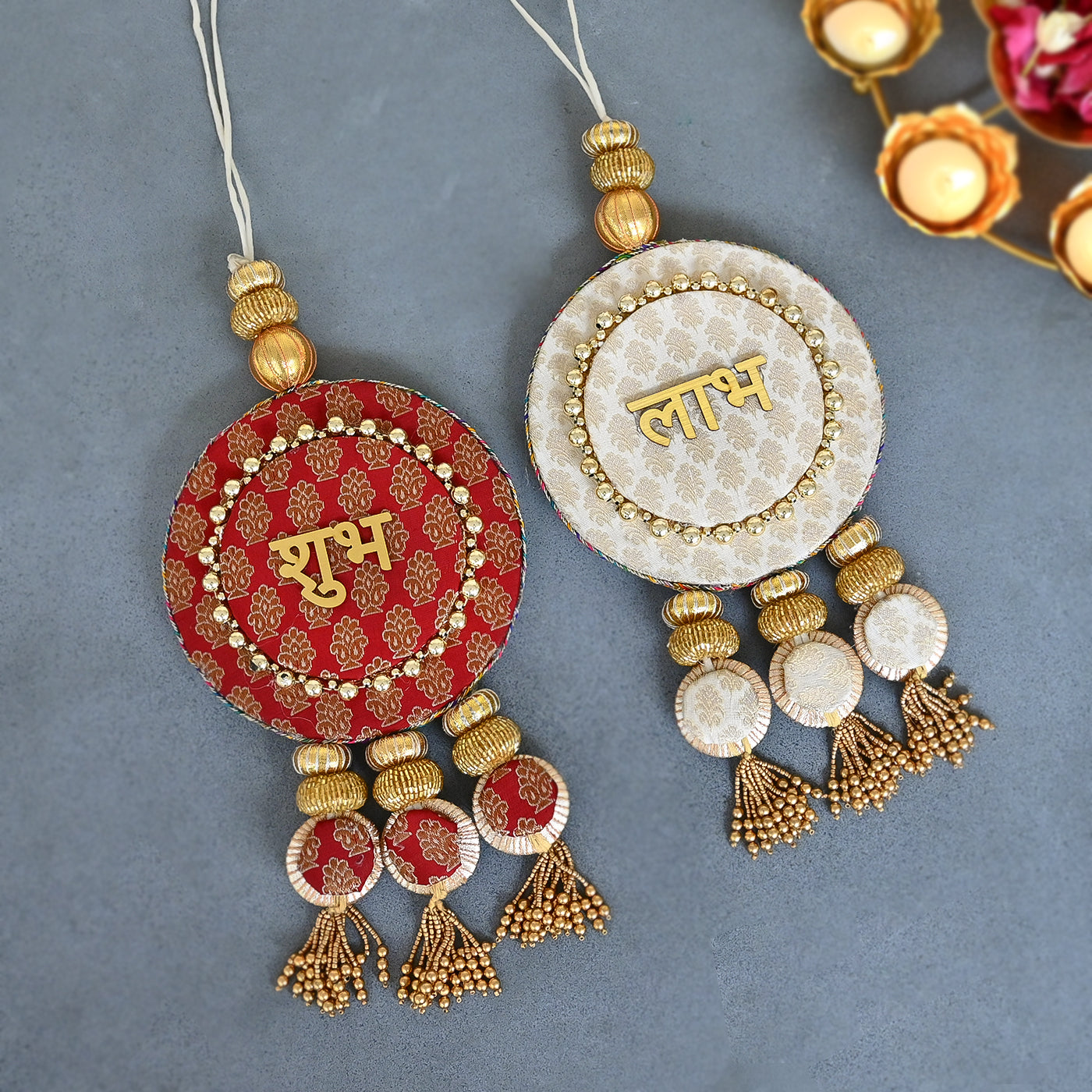 Shubh Labh Door Reversible double sided hanging Latkan for Diwali (Set of 2)