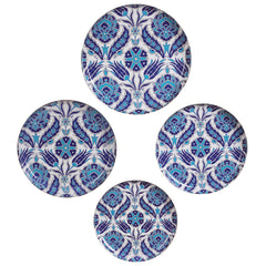 Turkish Indigo Wall plates -set of 4 (12,11,10,8 inches )
