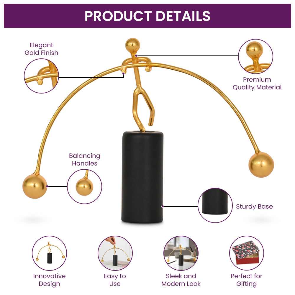 Newton's Anti-Stress Balancing Man Weightlifter Stick for Home & Office Table Decor