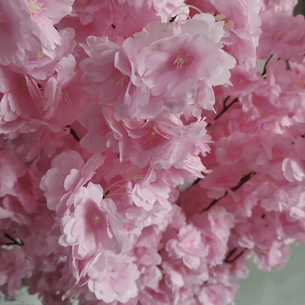4 FT Artificial Cherry Blossom Tree | Handmade with Natural Silk Real-Touch Leaves | Tall Light Pink Decorative Plant for Home and Office (18 x 15 x 133 cm)