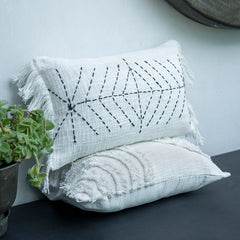 Small Printed Cotton Lumbar Cushion Cover for Living Room, Bedroom, Sofa Decoration