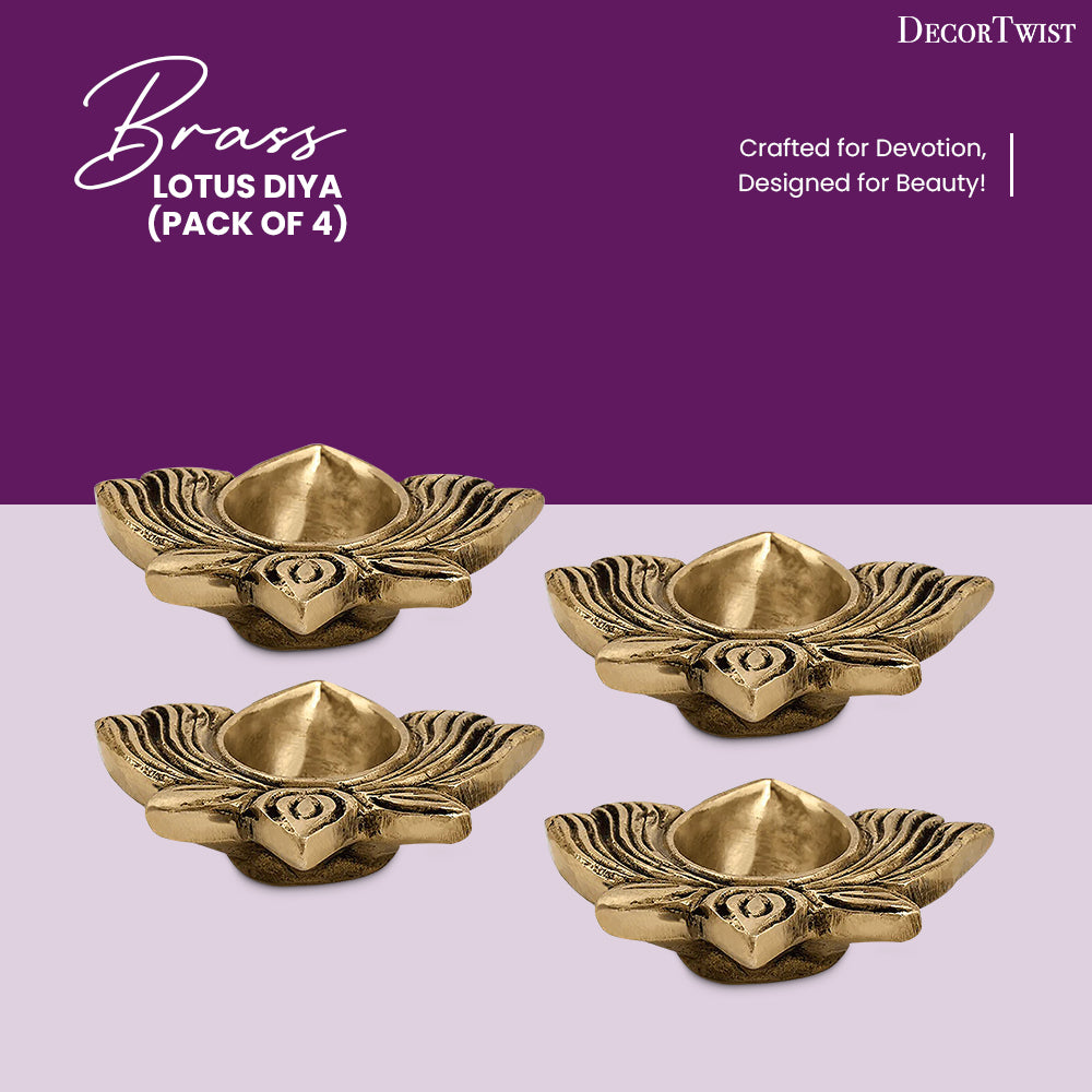 Brass Lotus Diya Set of 4