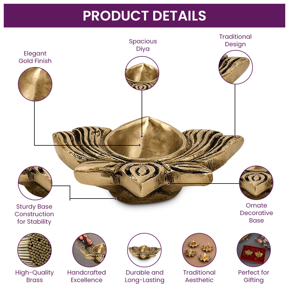 Brass Lotus Diya Set of 4
